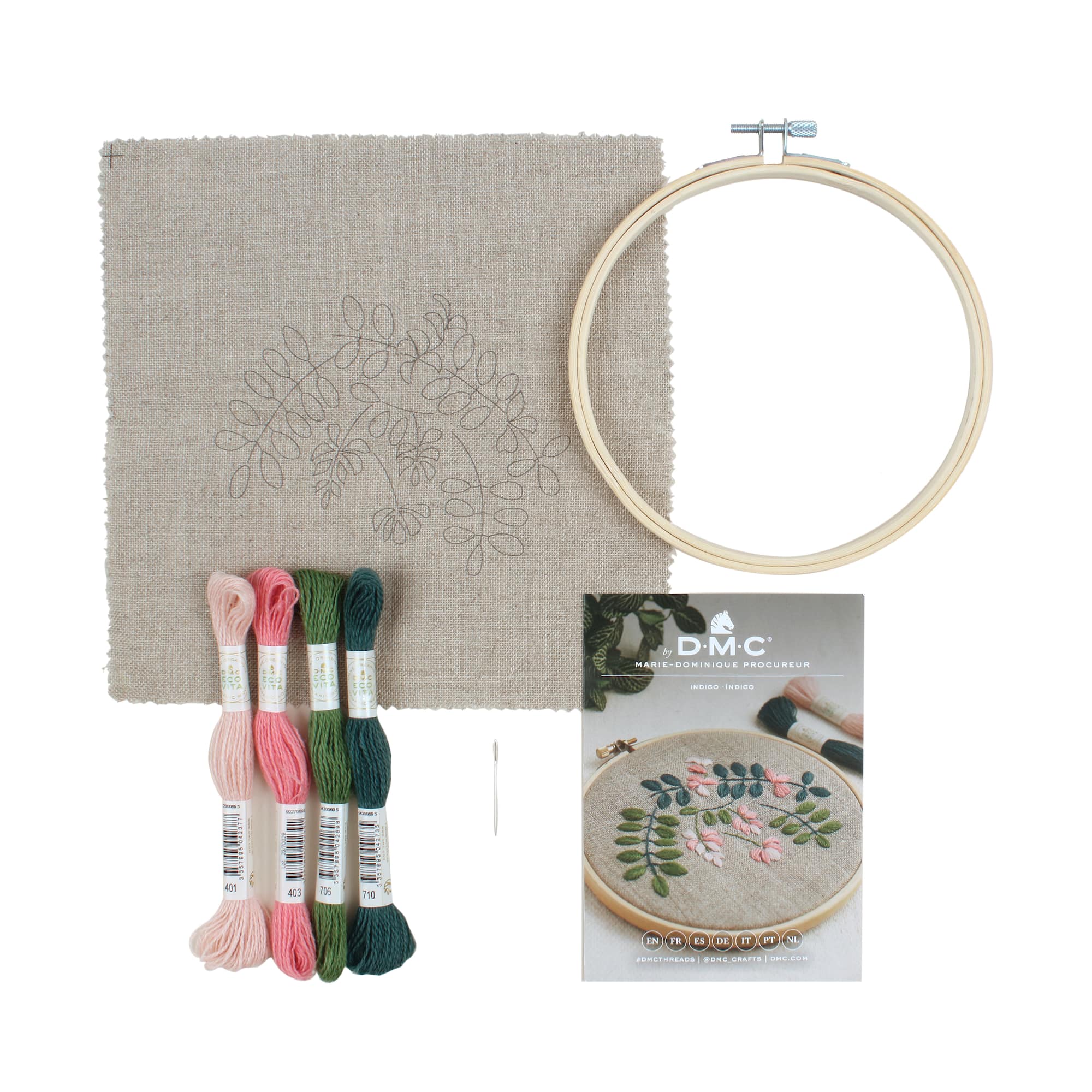 DMC® Indigo Intermediate Embroidery Kit with Hoop